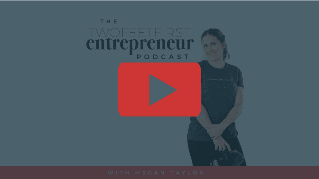 play button with dark background of the TwoFeetFirst entrepreneur podcast